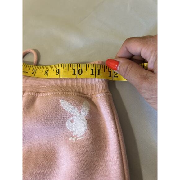 Playboy Bunny Hoodie Womens Pink Hooded Sweatshirt Sweat Pants Crop 6 XS 22” - Picture 10 of 13